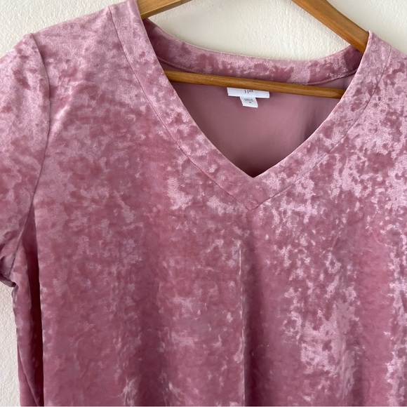 Sold | J. Jill Crushed Velvet Dusty Pink Long Sleeve Blouse Top M - Picture 3 of 10